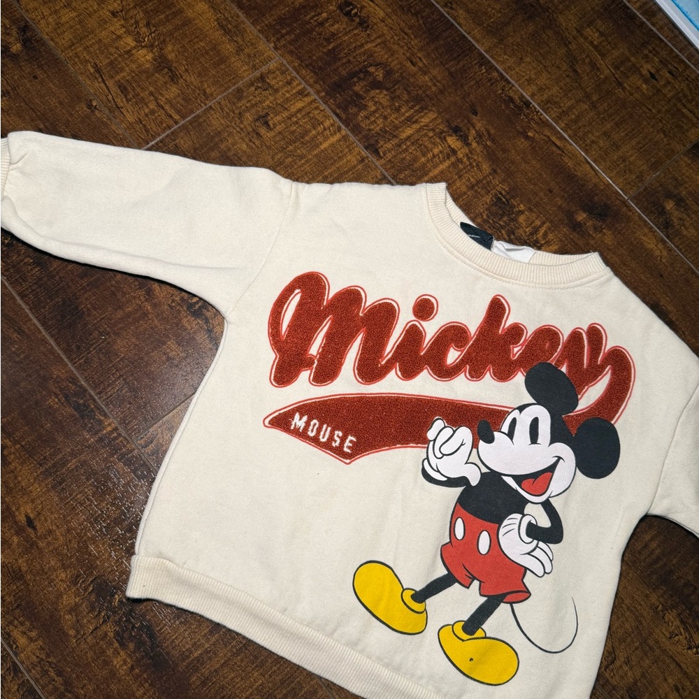 Mickey Mouse Cream and Red Kids Sweatshirt